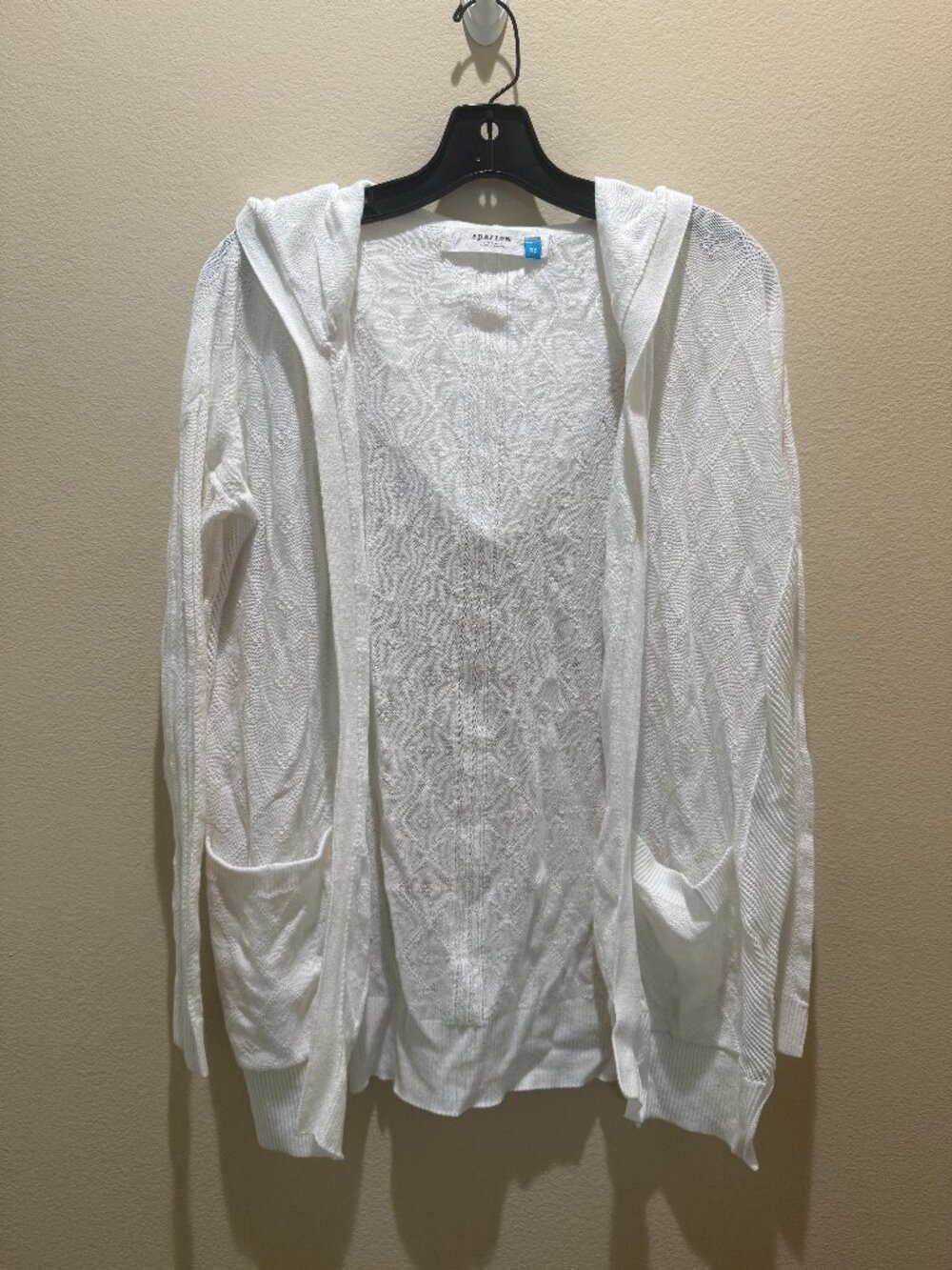 Anthropologie Sparrow White Long Lightweight Hooded Cardigan Sweater Size XS
